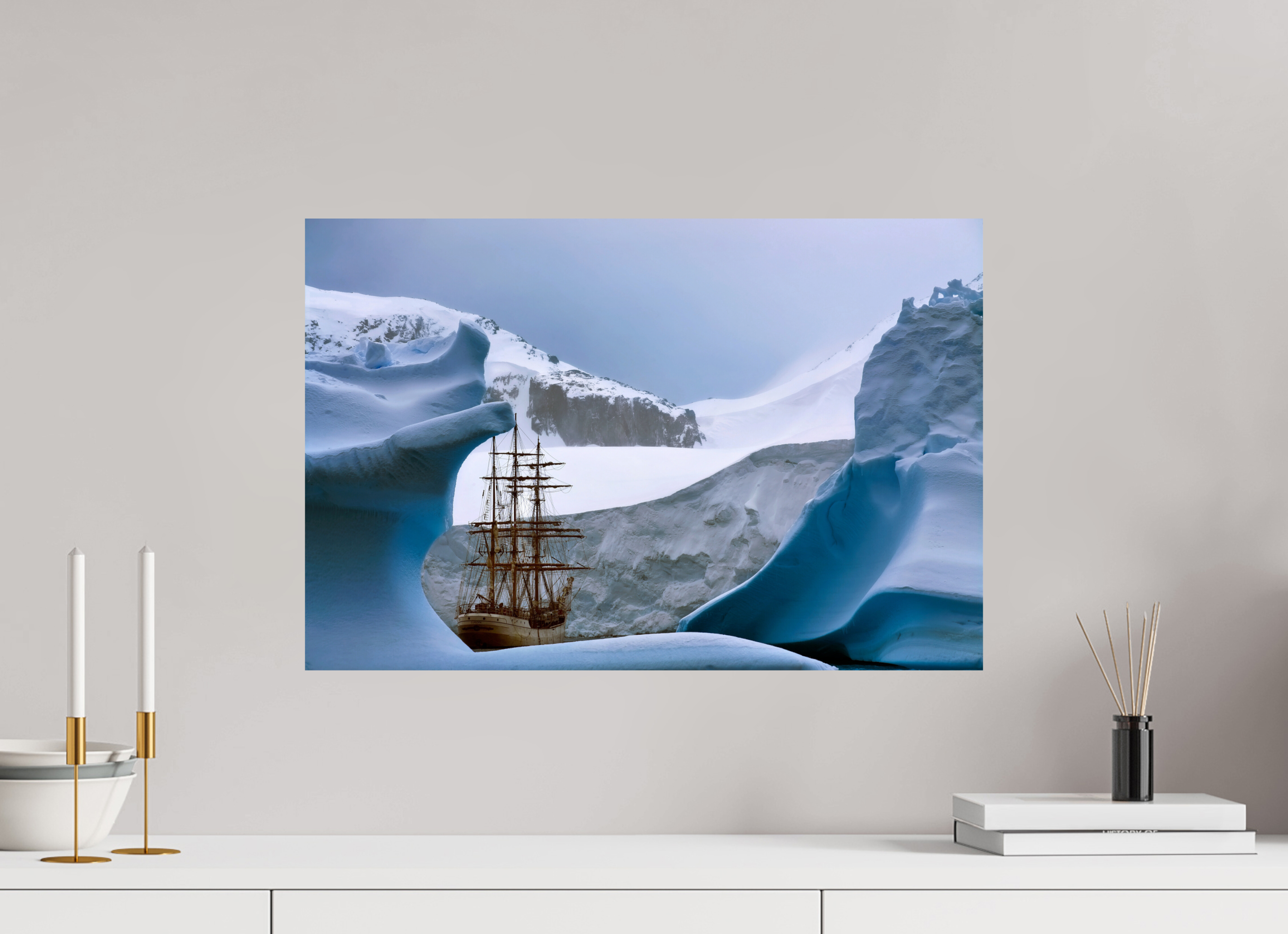 60 x 40 cm, baryta-zonder witte rand Antarctica-V