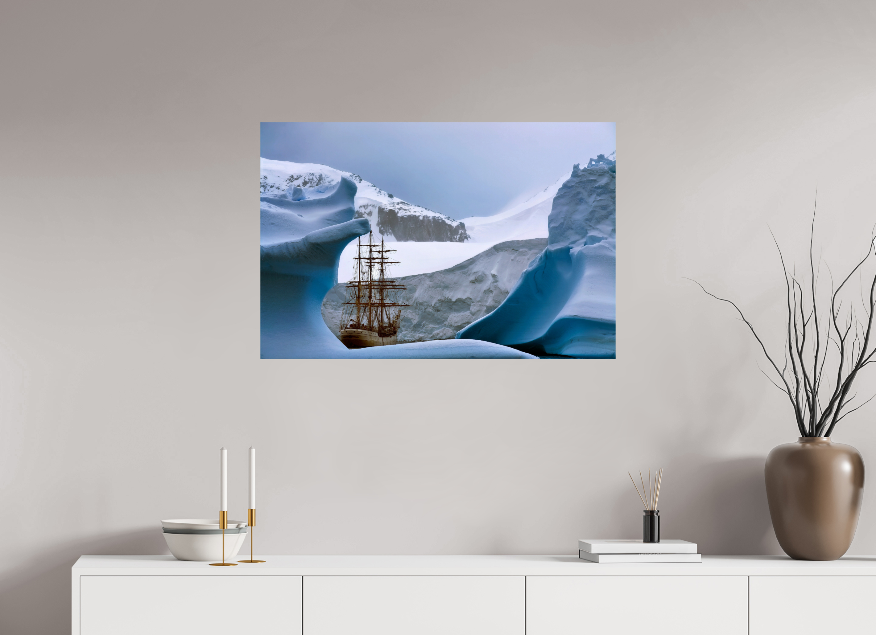 90 x 60 cm, baryta-zonder witte rand Antarctica-V